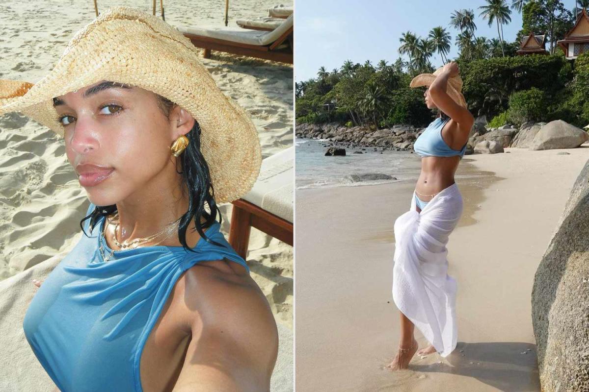 Lori Harvey Sizzles in Blue Swimsuit and Belly Chain for Birthday Trip: 'Capricorn in Her Element