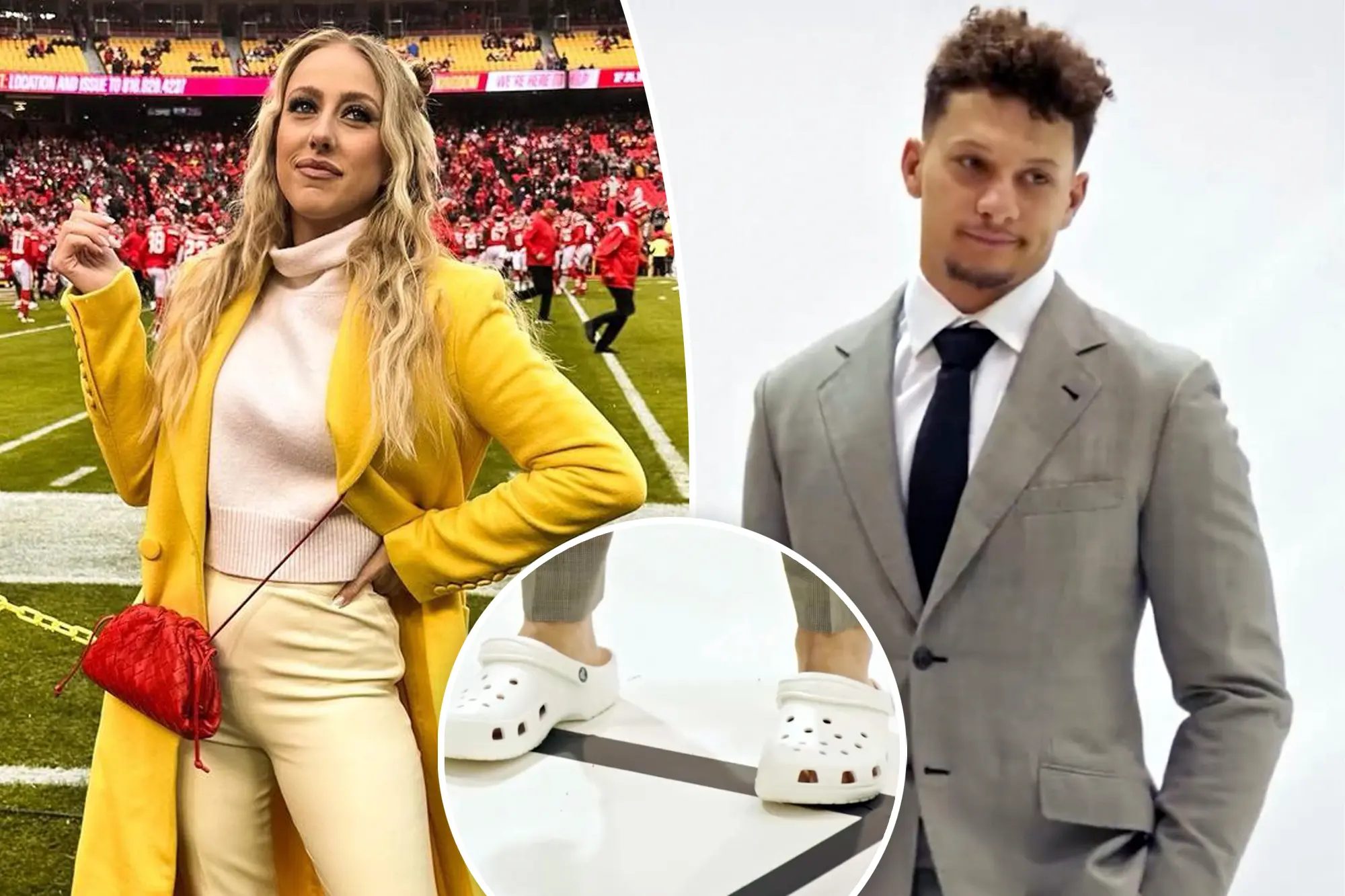 Brittany Mahomes calls out husband Patrick for wearing Crocs to Chiefs photoshoot