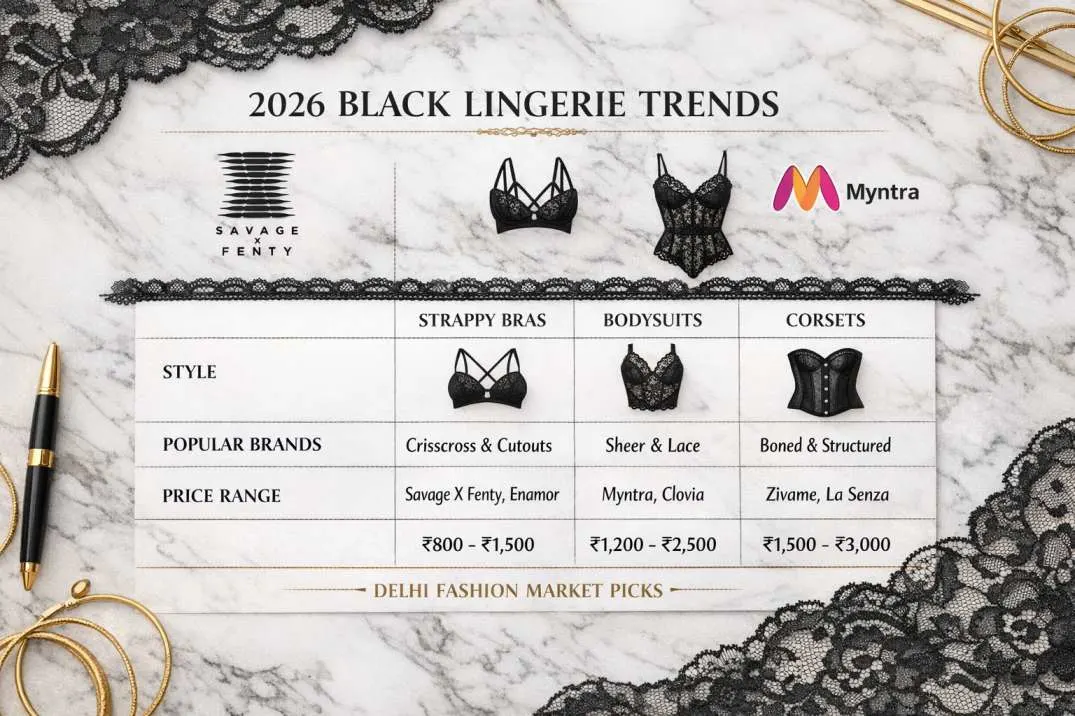 2026 trending black lingerie styles comparison table with brands and prices
