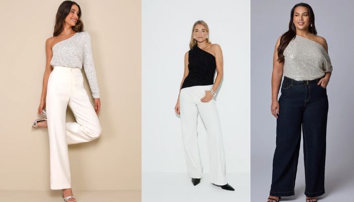 The One-Shoulder Top with Sequin Pants