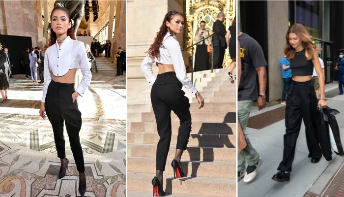 Zendaya’s Tailored Pants and Crop Top Combo